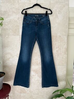 Silver Jeans Suki Mid Rise Flare Jeans W27 L34 Dark Wash Stretch Denim